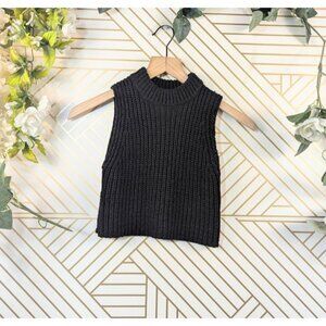 OAK & FORT Women's Black Knit Tank Top Cropped Sleeveless Size Small